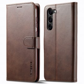 LC.IMEEKE Luxe Book Case - Samsung Galaxy S23 Hoesje - Donkerbruin