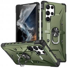 Coverup Heavy Duty Ring Kickstand Back Cover - Samsung Galaxy S23 Ultra Hoesje - Army Green