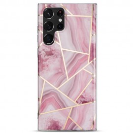 Coverup Marble Design TPU Back Cover - Samsung Galaxy S23 Ultra Hoesje - Marmer / Roze
