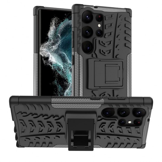 Coverup Rugged Kickstand Back Cover - Samsung Galaxy S23 Ultra Hoesje - Zwart