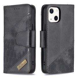 BINFEN Croco Book Case - iPhone 13 Mini Hoesje - Zwart