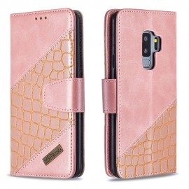 BINFEN Croco Book Case - Samsung Galaxy S9 Plus Hoesje - Rose Gold