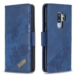 BINFEN Croco Book Case - Samsung Galaxy S9 Plus Hoesje - Blauw