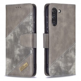 Croc Book Case - Samsung Galaxy S21 FE Hoesje - Grijs