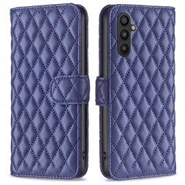 BINFEN Rhombus Book Case - Samsung Galaxy A34 Hoesje - Blauw