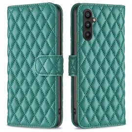 BINFEN Rhombus Book Case - Samsung Galaxy A34 Hoesje - Groen