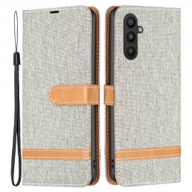 Coverup Denim Book Case - Samsung Galaxy A34 Hoesje - Grijs