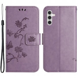 Coverup Bloemen & Vlinders Book Case - Samsung Galaxy A34 Hoesje - Paars