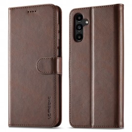 LC.IMEEKE Luxe Book Case - Samsung Galaxy A34 Hoesje - Donkerbruin