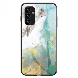 Coverup Marble Glass Back Cover - Samsung Galaxy A34 Hoesje - Groen / Goud