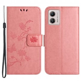 Bloemen Book Case - Motorola Moto G13 / G23 Hoesje - Pink
