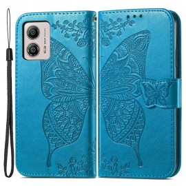 Vlinder Book Case - Motorola Moto G53 Hoesje - Blauw