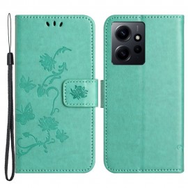 Bloemen Book Case - Xiaomi Redmi Note 12 4G Hoesje - Cyan