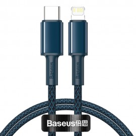 BASEUS Gevlochten iPhone Kabel - Lightning naar USB-C - 20W PD - Blauw - 1m