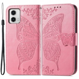 Vlinder Book Case - Motorola Moto G73 Hoesje - Pink