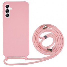Coverup Siliconen Back Cover met Koord - Samsung Galaxy A14 Hoesje - Pink