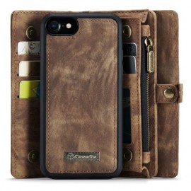 CaseMe 008 2-in-1 Book Case & Back Cover met Portemonnee - iPhone SE (2022/2020), iPhone 8 / 7 Hoesje - Bruin