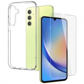 NORTHJO 2-in-1 CombiDeal - Transparant TPU Hoesje met Glazen Screen Protector - Samsung Galaxy A34