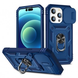 Coverup Ring Kickstand met Camera Shield - iPhone 15 Pro Hoesje - Blauw
