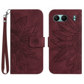 Coverup Zonnebloem Book Case met Koord - OnePlus Nord 4 Hoesje - Bordeaux