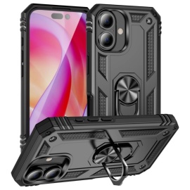 Coverup Ring Kickstand Back Cover - iPhone 16 Plus Hoesje - Zwart
