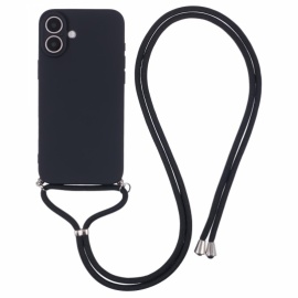 Coverup Colour TPU Back Cover met Koord - iPhone 16 Plus Hoesje - Charcoal Black