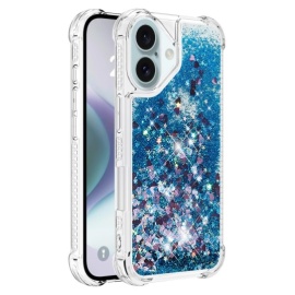 Coverup Liquid Glitter Back Cover - iPhone 16 Plus Hoesje - Blauw