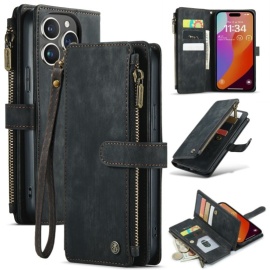 CaseMe C30 Book Case met Portemonnee - iPhone 16 Pro Max Hoesje - Zwart