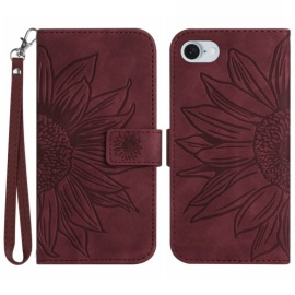 Coverup Zonnebloem Book Case met Koord - iPhone 16e Hoesje - Bordeaux