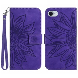 Coverup Zonnebloem Book Case met Koord - iPhone 16e Hoesje - Donkerpaars