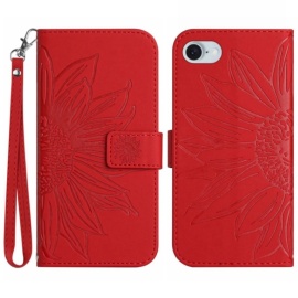 Coverup Zonnebloem Book Case met Koord - iPhone 16e Hoesje - Rood