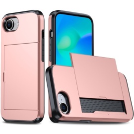 Coverup Hybrid Card Slider Back Cover - iPhone 16e Hoesje - Rose Gold