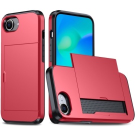 Coverup Hybrid Card Slider Back Cover - iPhone 16e Hoesje - Rood
