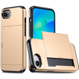 Coverup Hybrid Card Slider Back Cover - iPhone 16e Hoesje - Goud