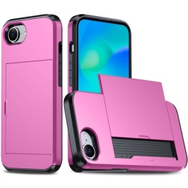 Coverup Hybrid Card Slider Back Cover - iPhone 16e Hoesje - Pink