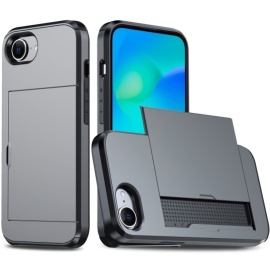 Coverup Hybrid Card Slider Back Cover - iPhone 16e Hoesje - Grijs