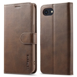 LC.IMEEKE Luxe Book Case - iPhone 16e Hoesje - Donkerbruin