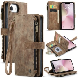 CaseMe C30 Book Case met Portemonnee - iPhone 16e Hoesje - Bruin