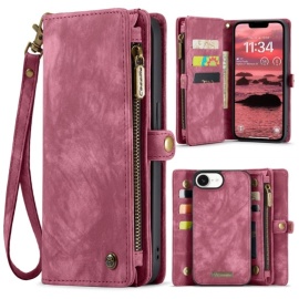 CaseMe 008 2-in-1 Book Case & Back Cover met Portemonnee - iPhone 16e Hoesje - Roze