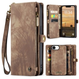 CaseMe 008 2-in-1 Book Case & Back Cover met Portemonnee - iPhone 16e Hoesje - Bruin