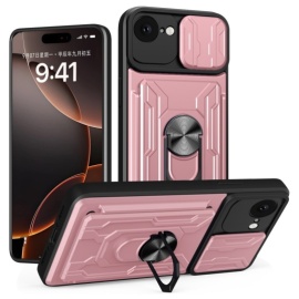 Coverup Armor Ring Kickstand Back Cover met Camera Shield - iPhone 16e Hoesje - Rose Gold