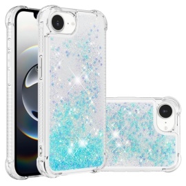 Coverup Liquid Glitter Back Cover - iPhone 16e Hoesje - Lichtblauw