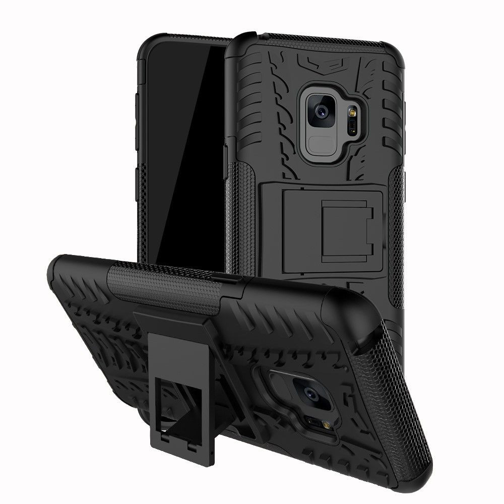 Besmettelijk per ongeluk Sitcom Rugged Kickstand Back Cover - Samsung Galaxy S9 Plus Hoesje - Zwart | GSM- Hoesjes.be