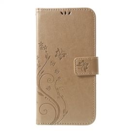 Bloemen & Vlinders Book Case - iPhone Xs Max Hoesje - Goud