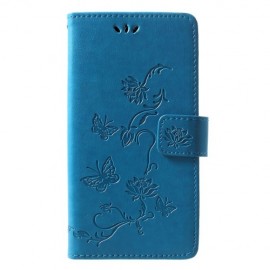 Bloemen Book Case - Huawei P30 Lite Hoesje - Blauw