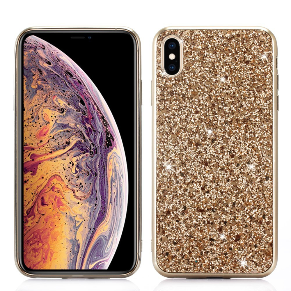 bevroren Agressief chef Glitter Back Cover - iPhone Xs Max Hoesje - Goud | GSM-Hoesjes.be