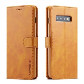 LC.IMEEKE Luxe Book Case - Samsung Galaxy S10 Plus Hoesje - Bruin