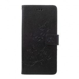 Bloemen Book Case - Samsung Galaxy A70 Hoesje - Zwart