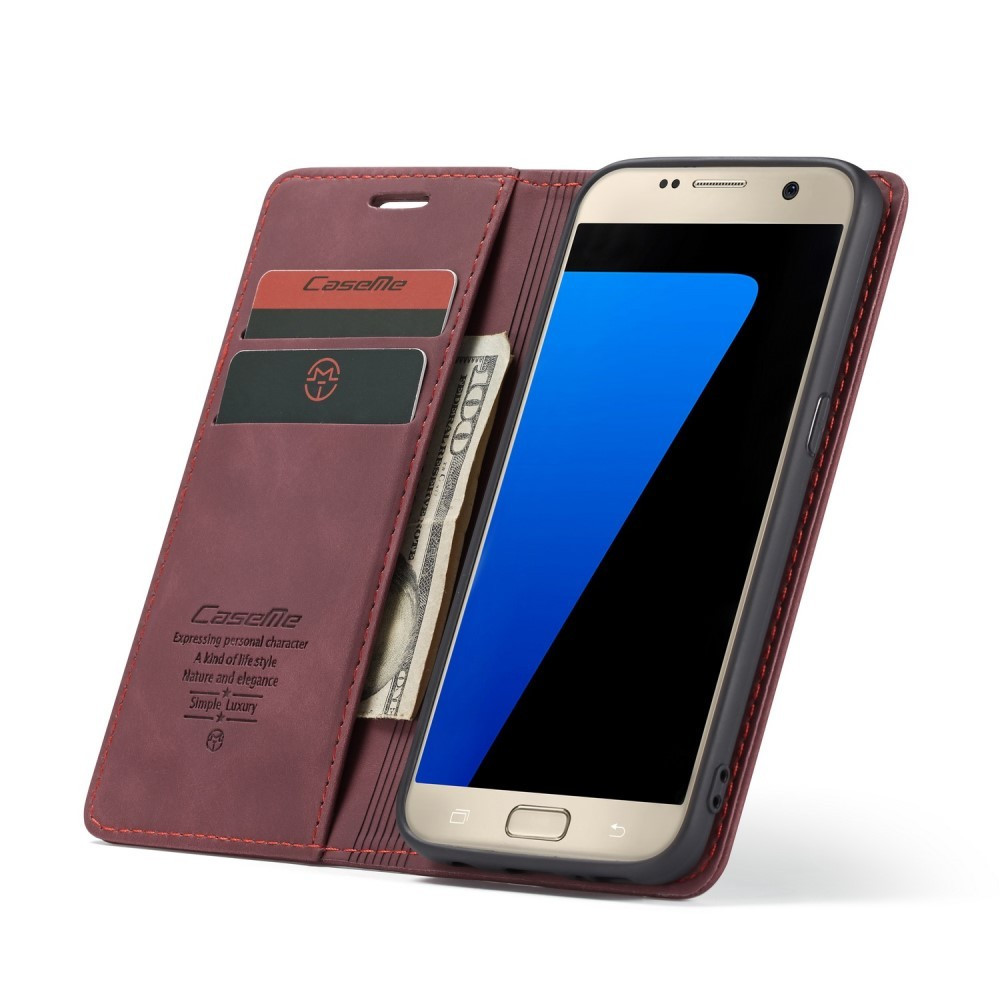 Beringstraat Rechthoek Leger CaseMe Book Case - Samsung Galaxy S7 Hoesje - Bordeaux | GSM-Hoesjes.be