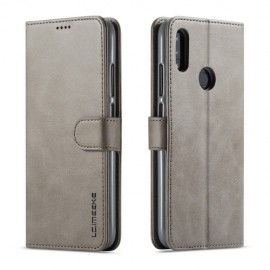 LC.IMEEKE Luxe Book Case - Xiaomi Redmi Note 7 Hoesje - Grijs